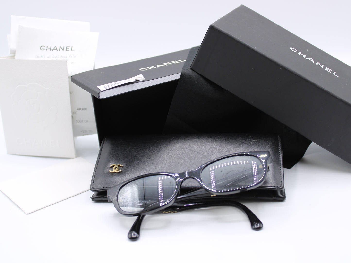 Chanel Sunglasses 2022 Black Frame Iconic Logo Used