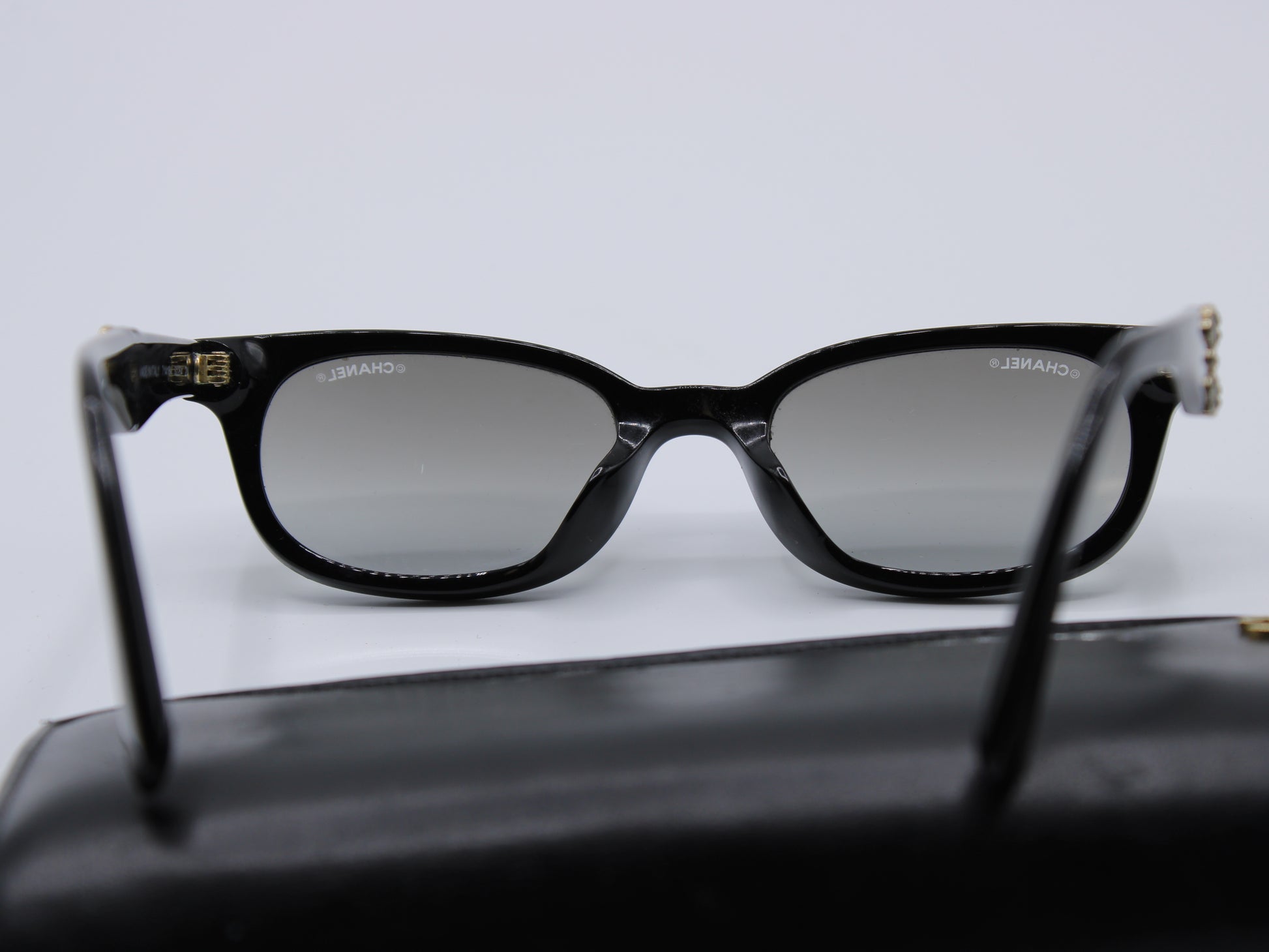 Chanel Sunglasses 2022 Black Frame Iconic Logo back view