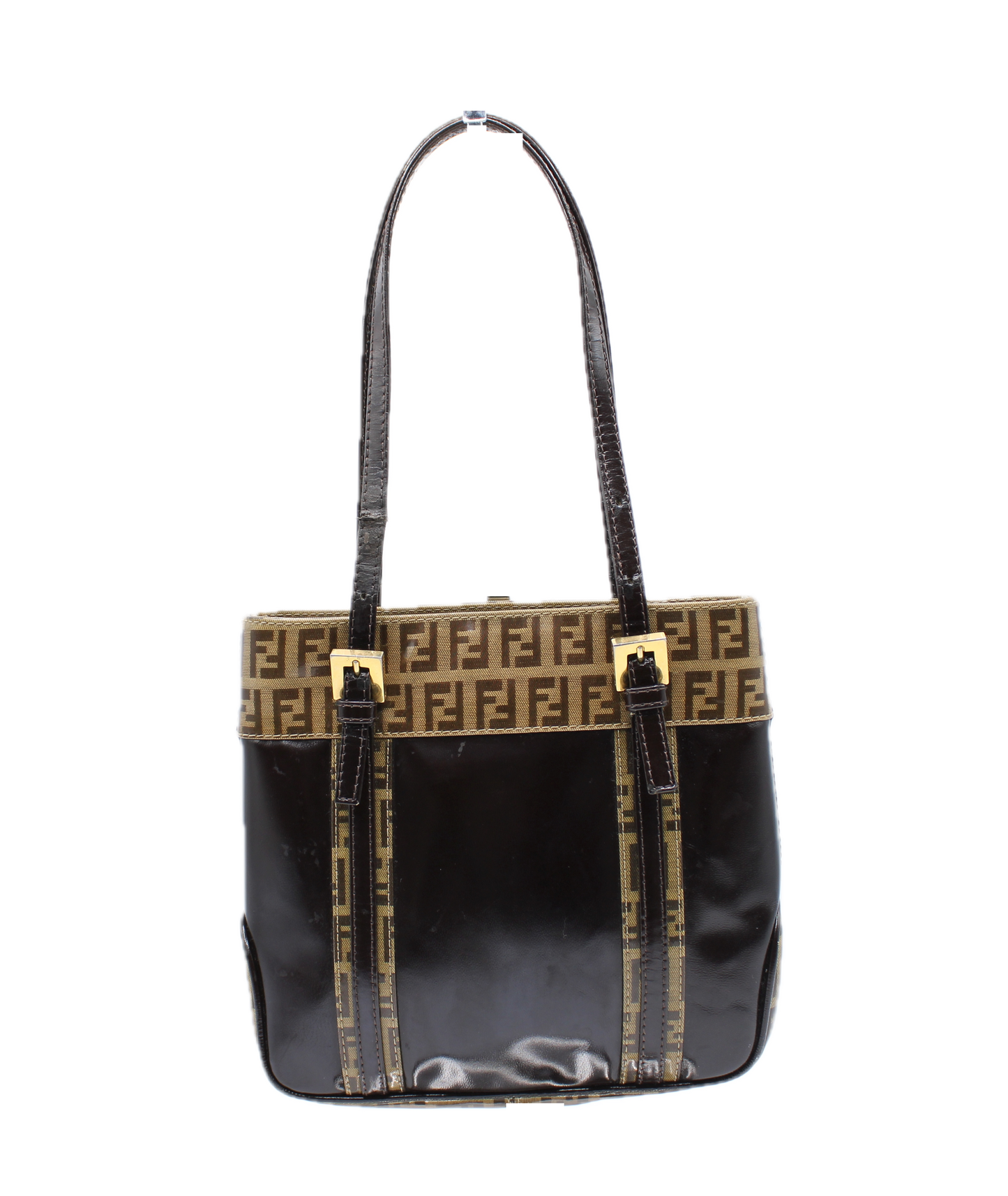 Fendi Patent Leather FF Shoulder Bag Vintage front view