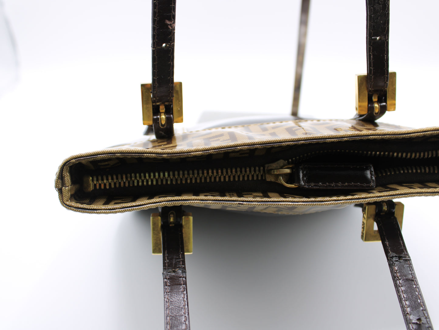 Fendi Zucchino Patent Leather Handbag FF Vintage
