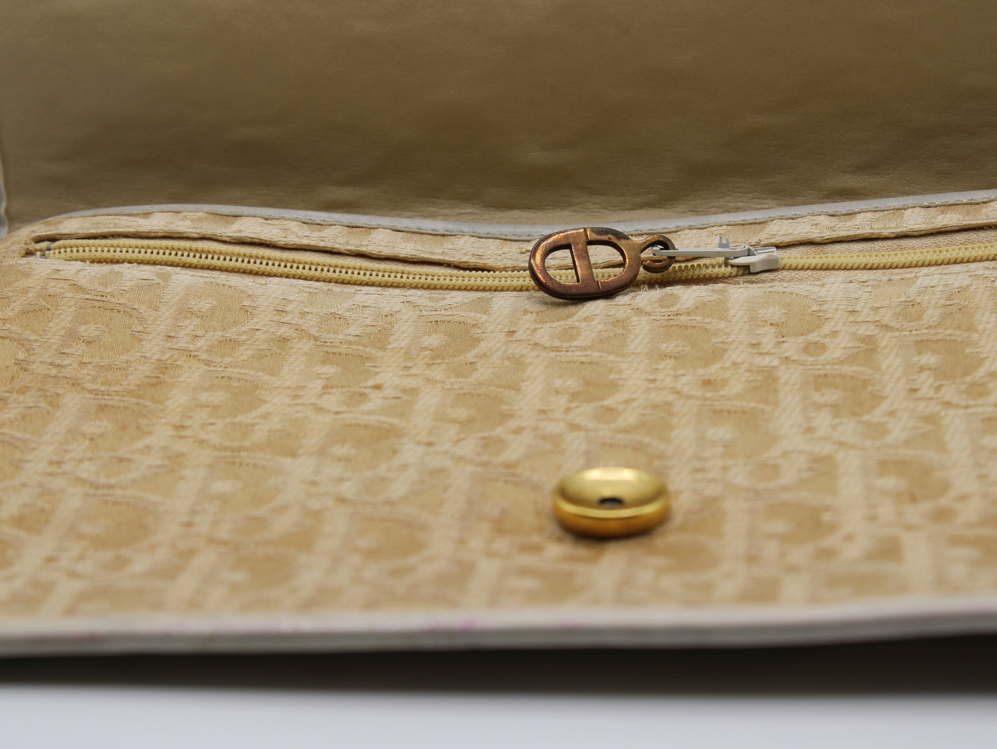 Christian Dior Clutch Bag Monogram Canvas Beige Cream Vintage
