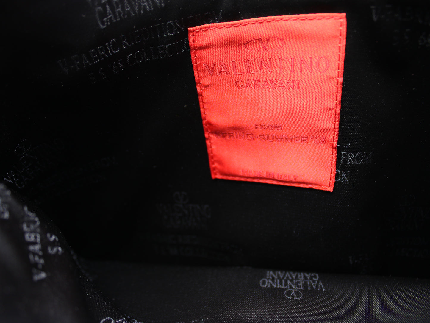 Valentino Garavani Black Cloth Leather Crossbody Bag V Logo Inside Red Label view