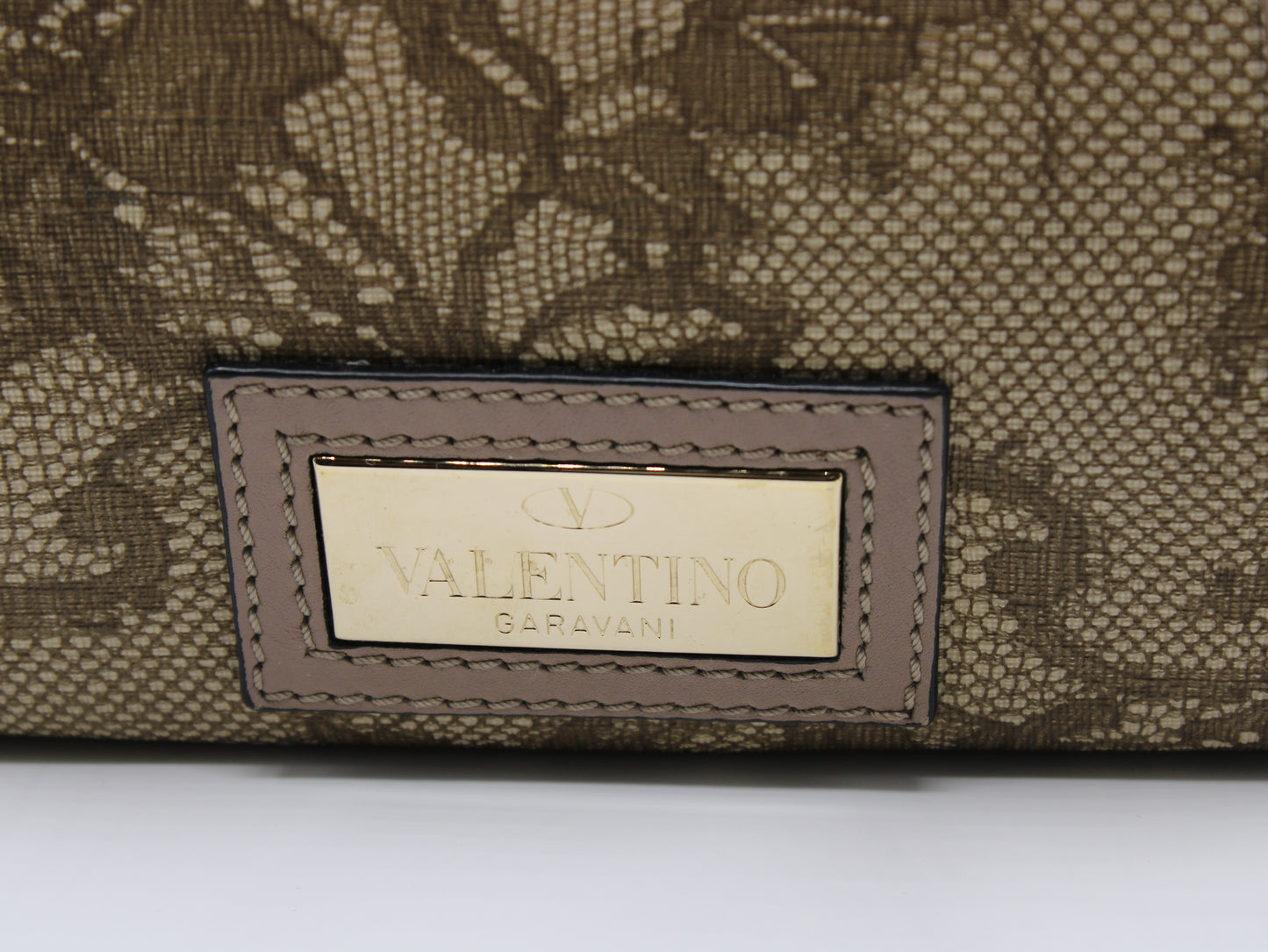 Valentino Garavani Beige Lace Overlay Crossbody Bag