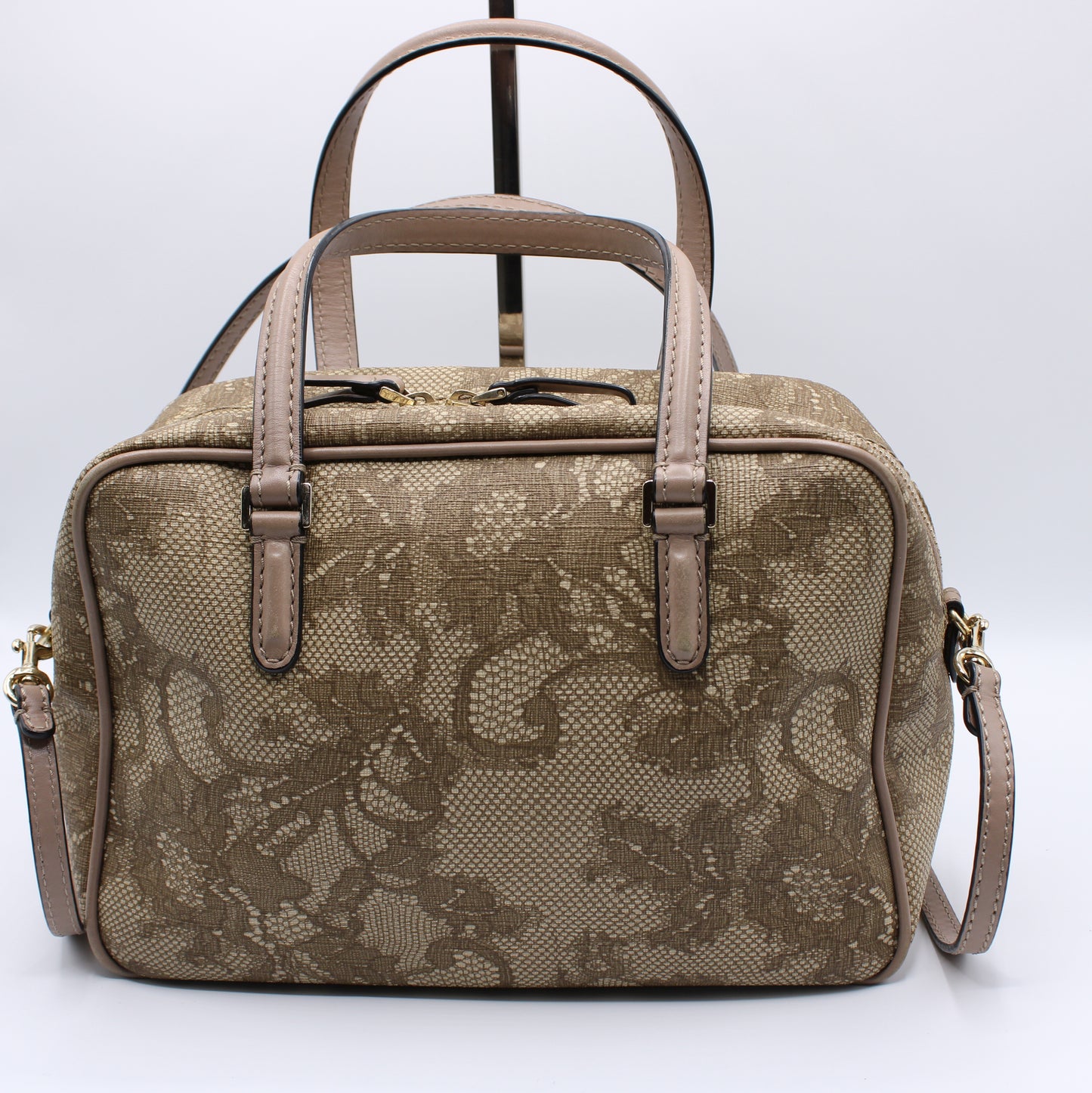 Valentino Garavani Beige Lace Overlay Crossbody Bag