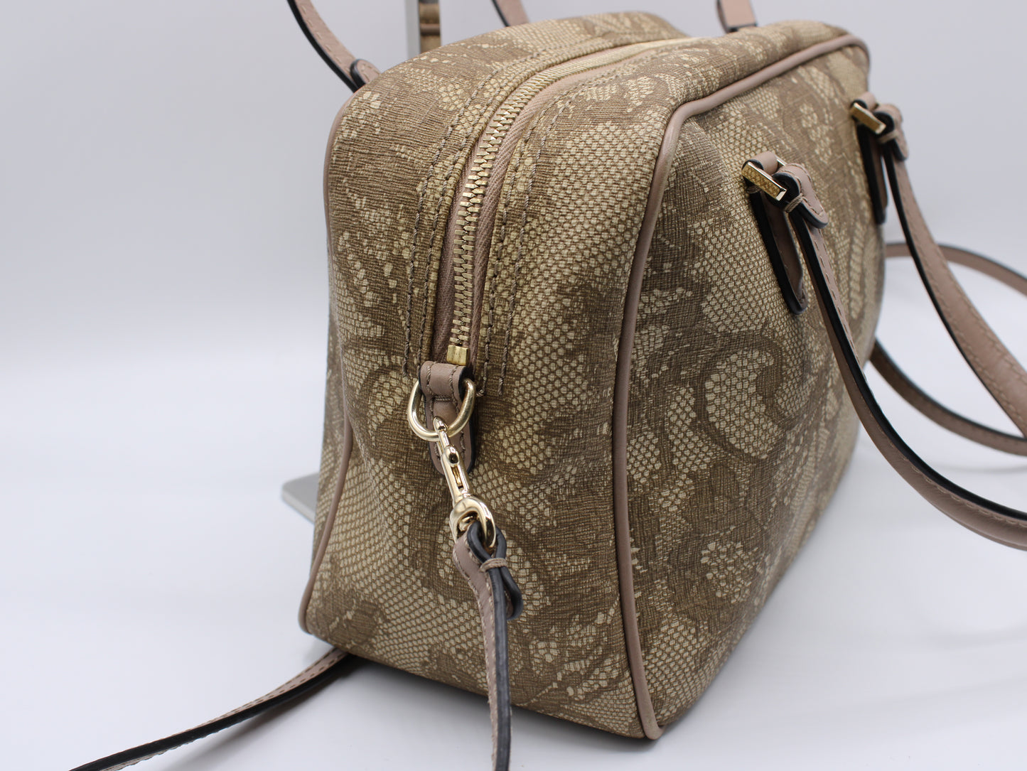 Valentino Garavani Beige Lace Overlay Crossbody Bag