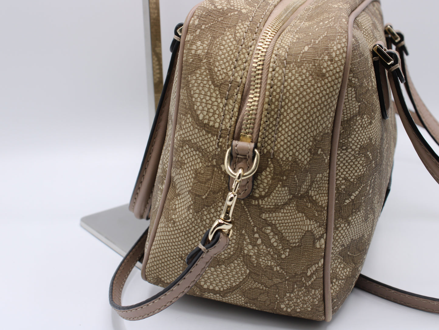 Valentino Garavani Beige Lace Overlay Crossbody Bag