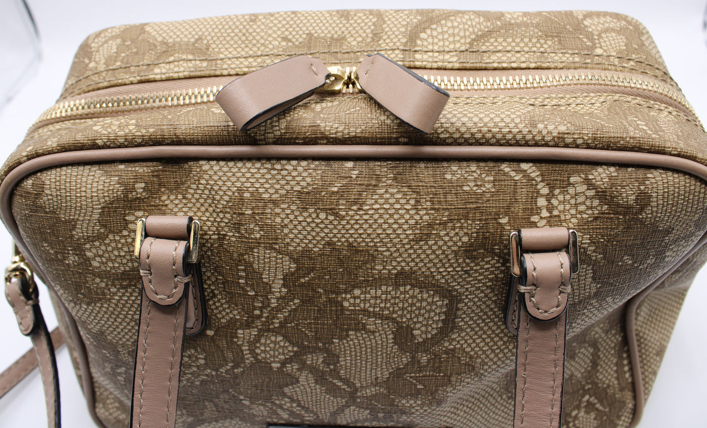 Valentino Garavani Beige Lace Overlay Crossbody Bag