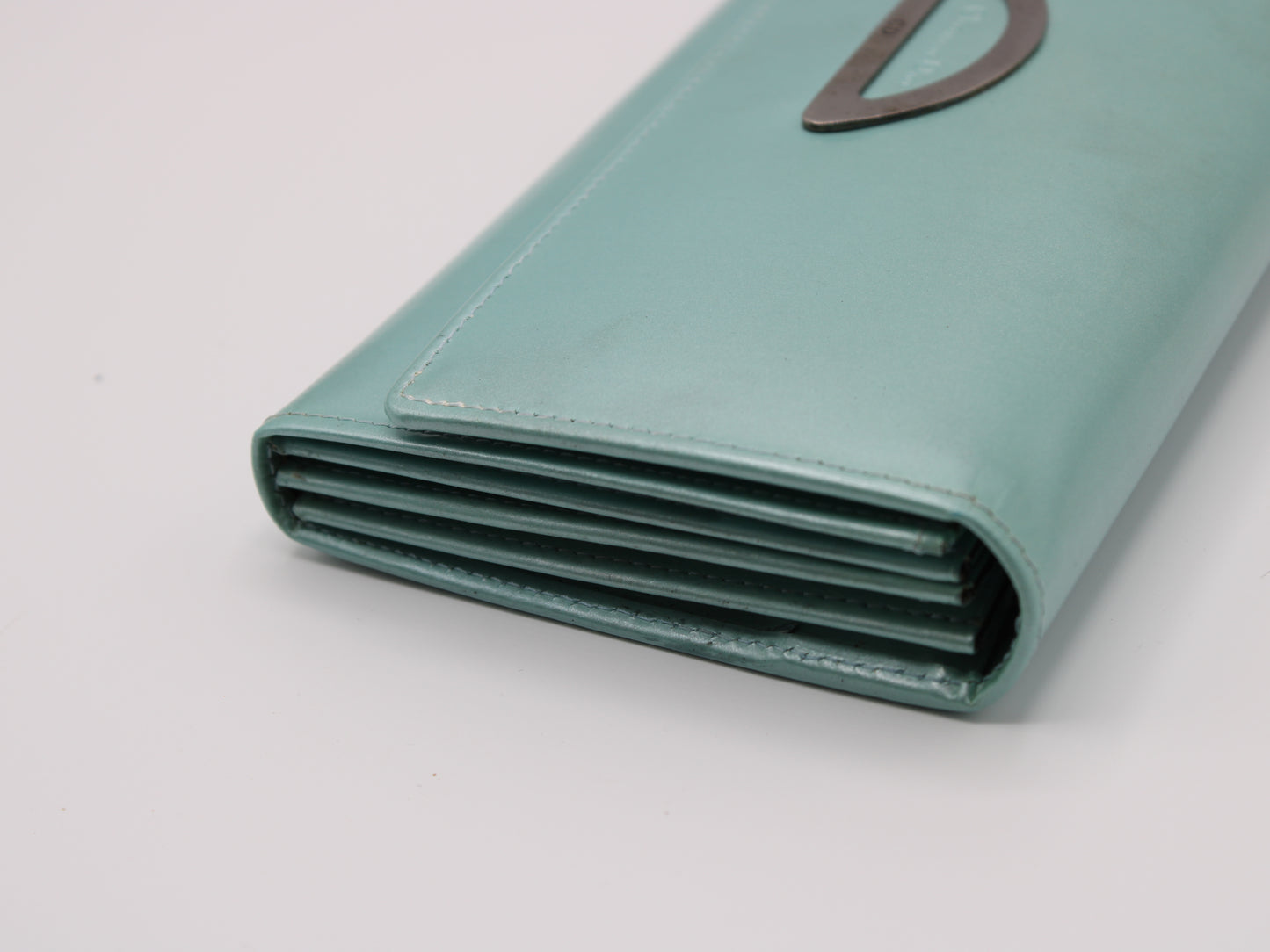 Christian Dior Continental Wallet Turquoise Patent Leather Vintage
