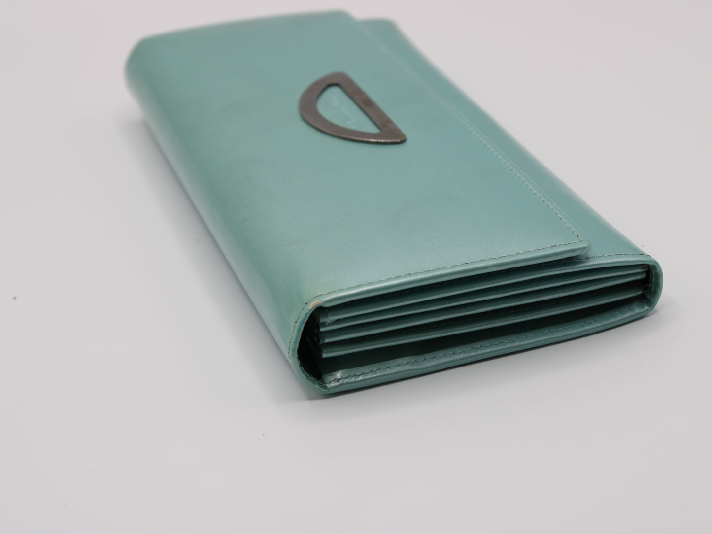 Christian Dior Continental Wallet Turquoise Patent Leather Vintage