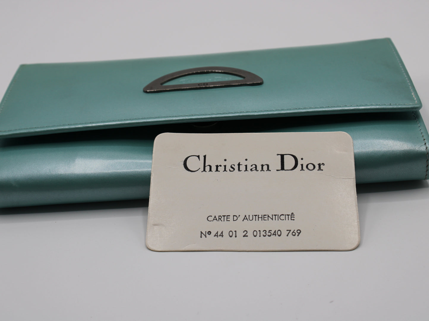 Christian Dior Continental Wallet Turquoise Patent Leather Vintage