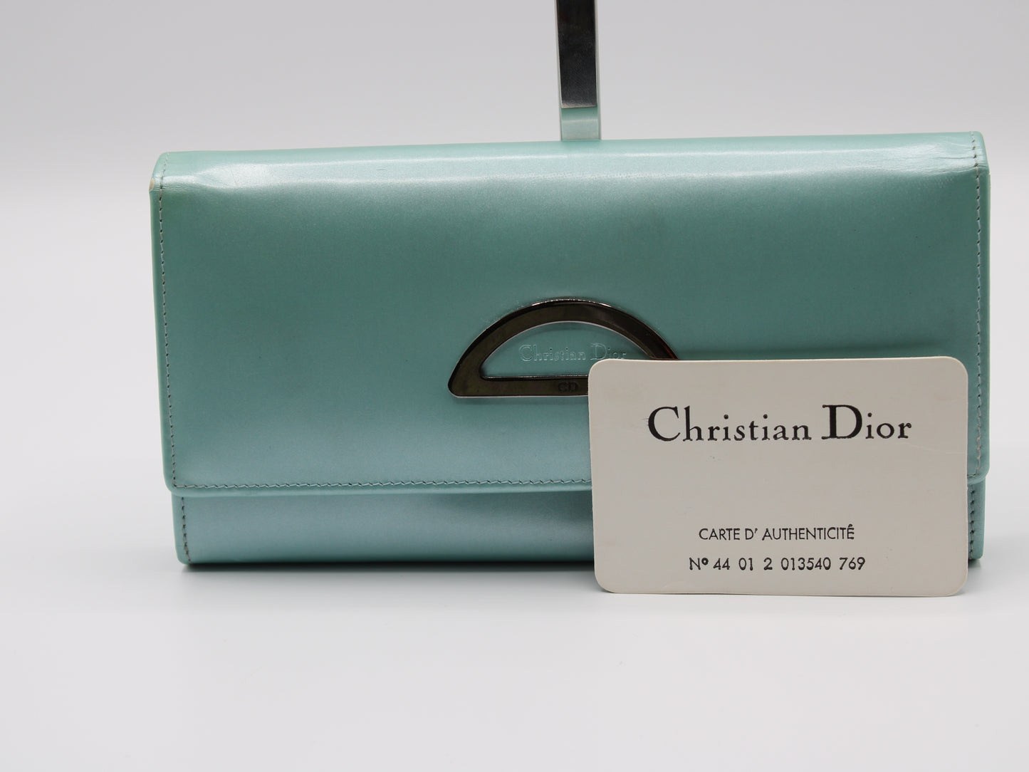 Christian Dior Continental Wallet Turquoise Patent Leather Vintage