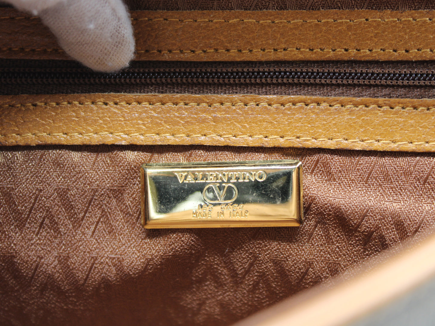 Valentino Garavani Crossbody Brown Cloth Leather Trim Bag Vintage