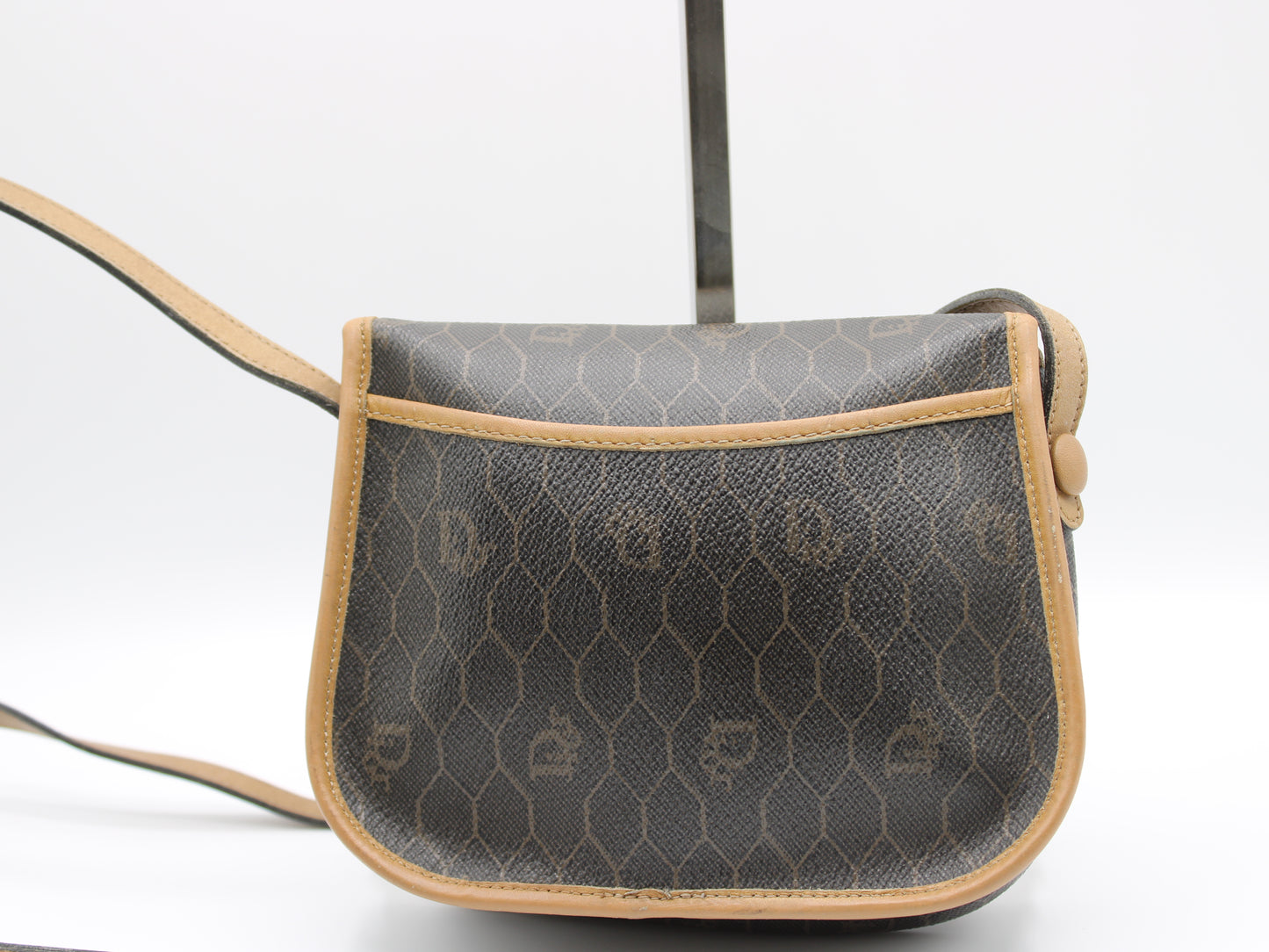 Christian Dior Brown Cloth Vintage Crossbody Bag back view
