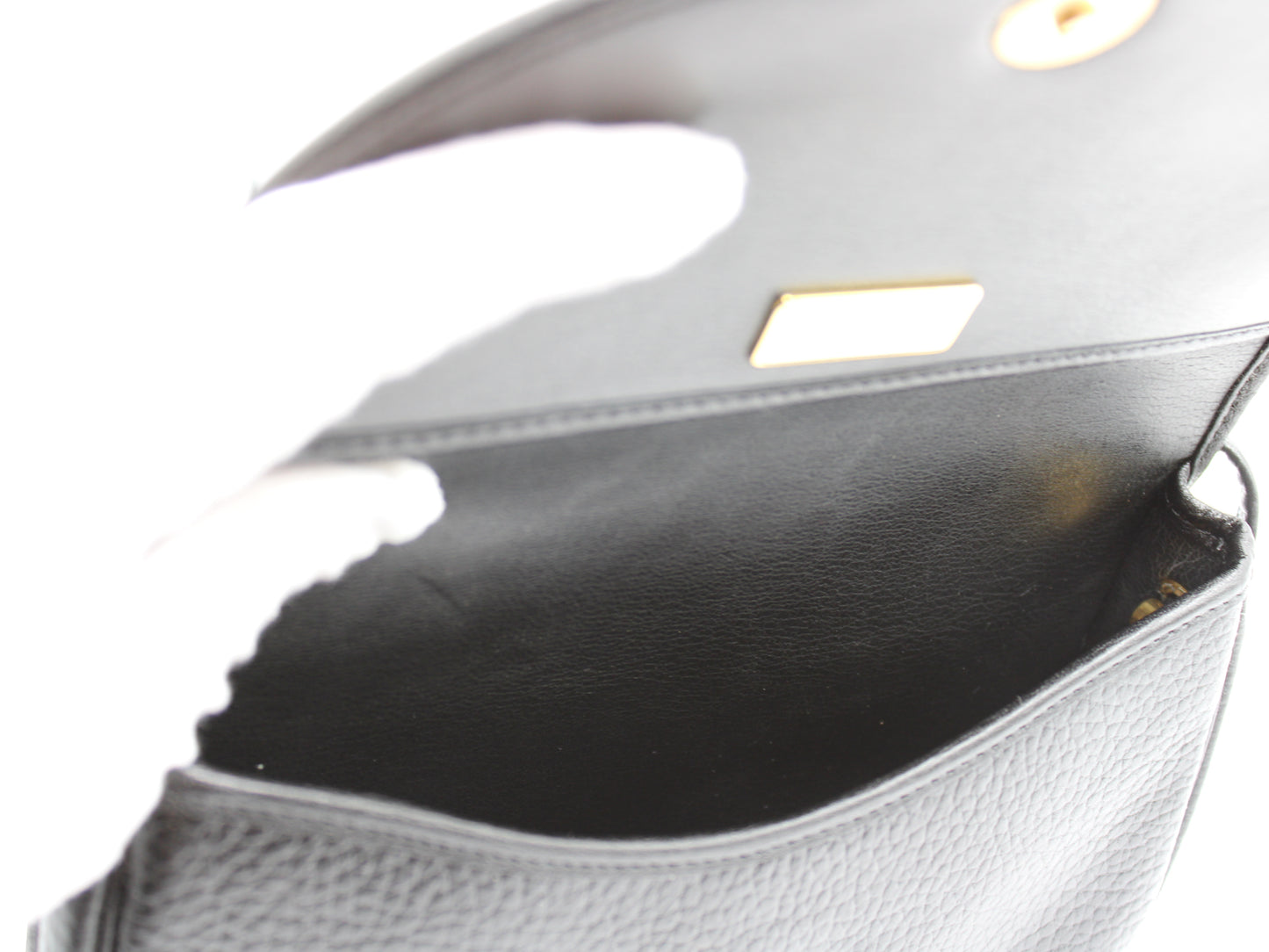 Christian Dior Crossbody Bag with Iconic Gold Logo Black Leather Vintage