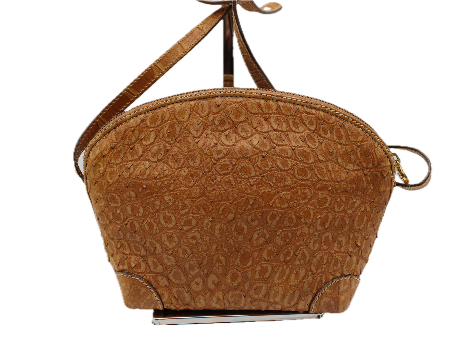 Fendi Perforated Leather Crossbody Bag Vibrant Orange Hue back view