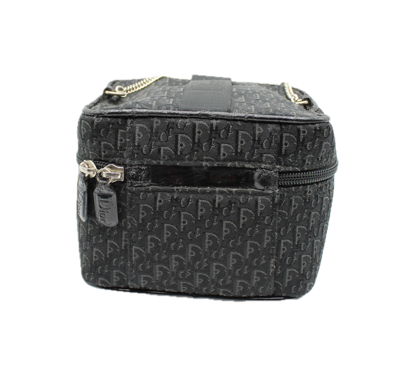 Christian Dior Trotter Pattern Cloth Mini Handbag Silver Hardware back view