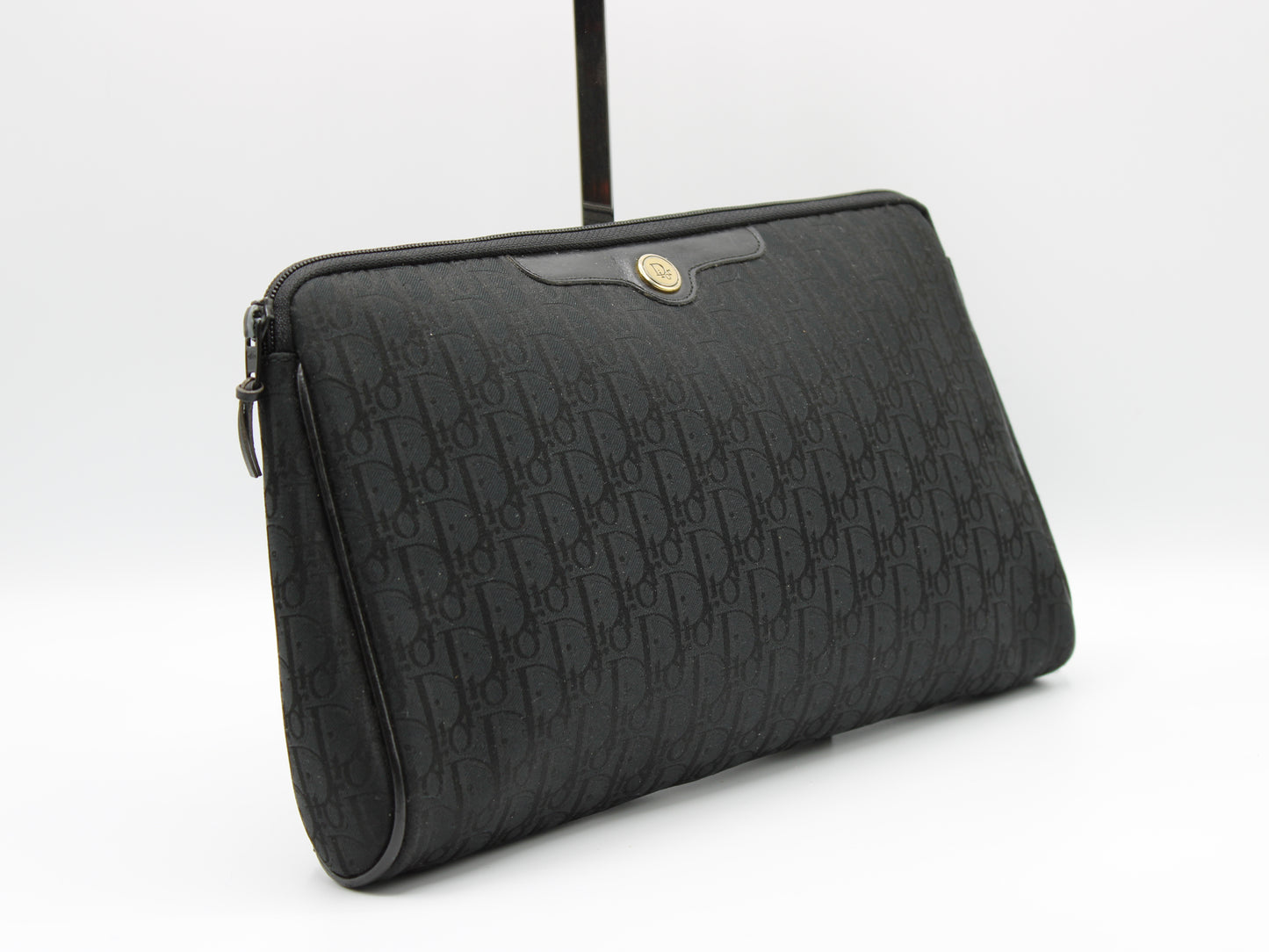 Dior Clutch Black Cloth Trotter Pattern Vintage