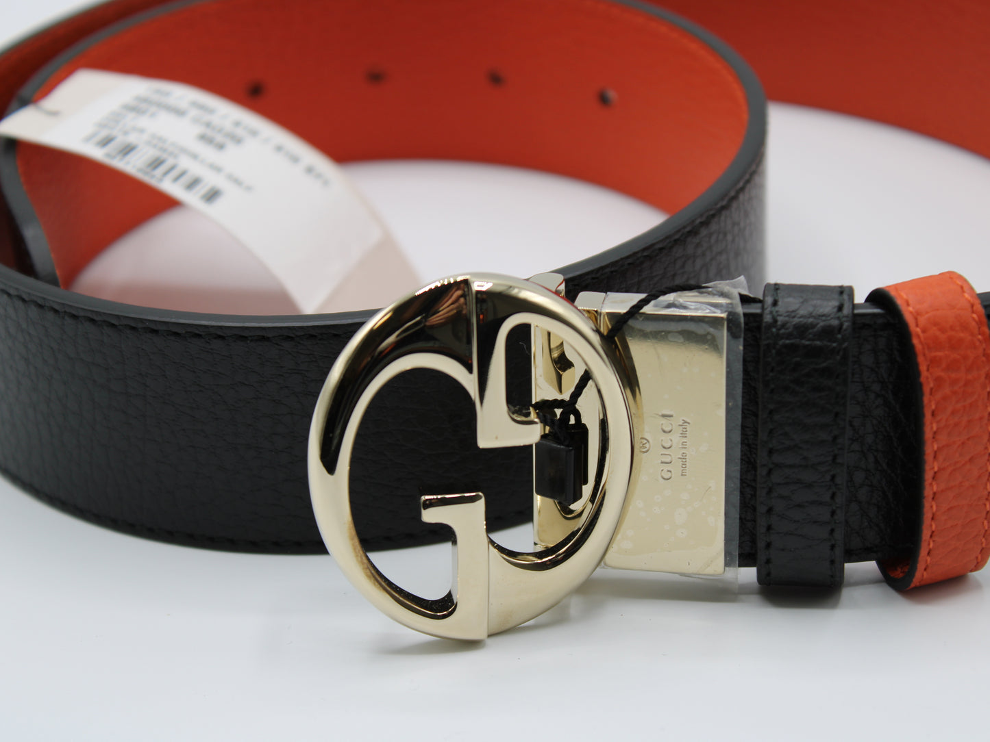Gucci 1973 Reversible Belt Black Orange Calfskin Leather