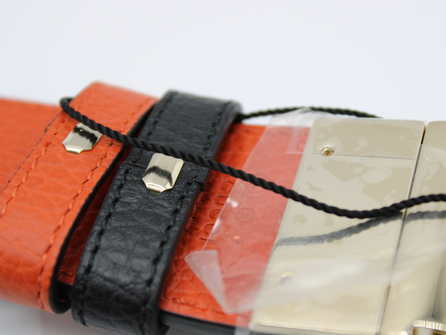 Gucci 1973 Reversible Belt Black Orange Calfskin Leather New Wrapped