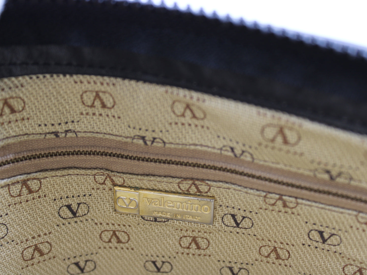 Valentino Black V Embossed Lambskin Leather Crossbody Bag Vintage