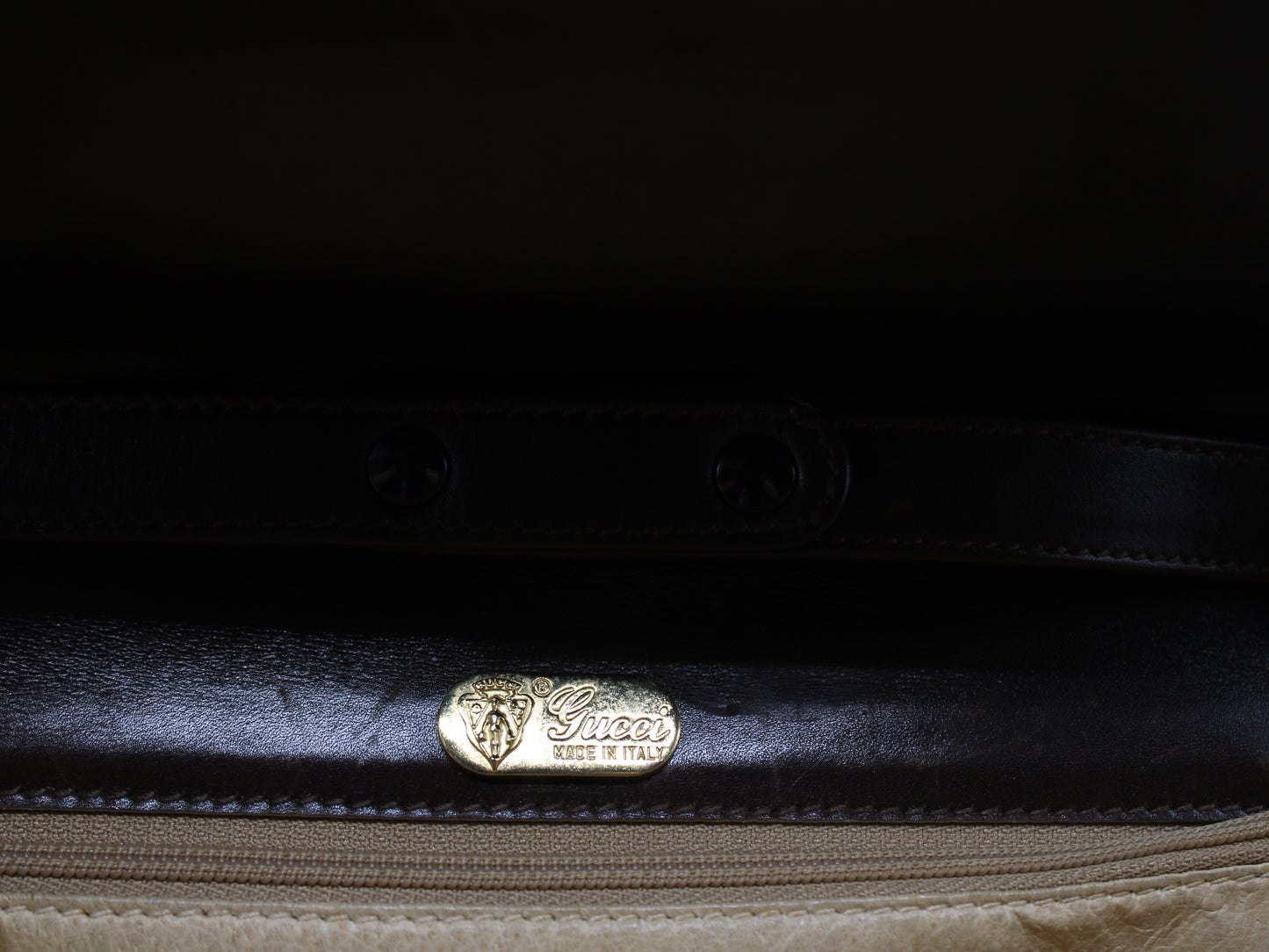 Gucci Dark Brown Leather Crossbody Bag GG Logo Vintage