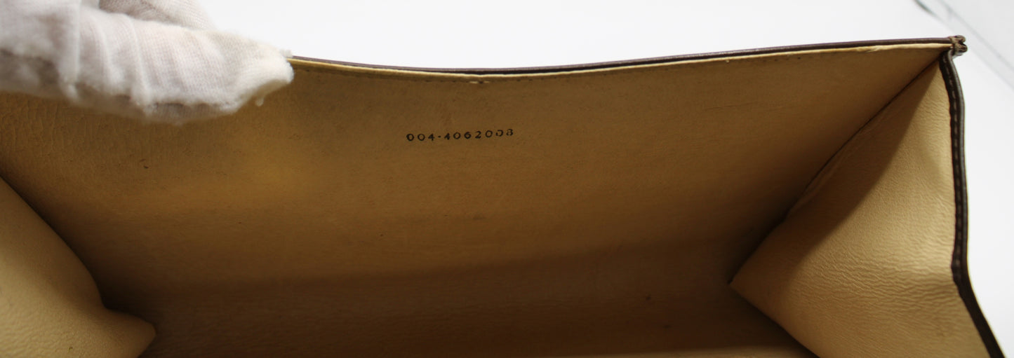 Gucci Dark Brown Leather Crossbody Bag GG Logo Vintage