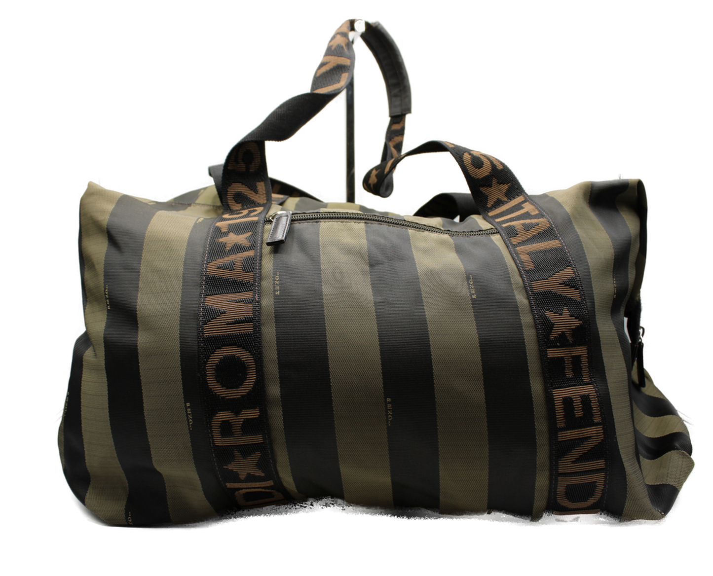 Fendi ROMA 1925 Pequin Striped Travel Duffle Bag Large Vintage front view