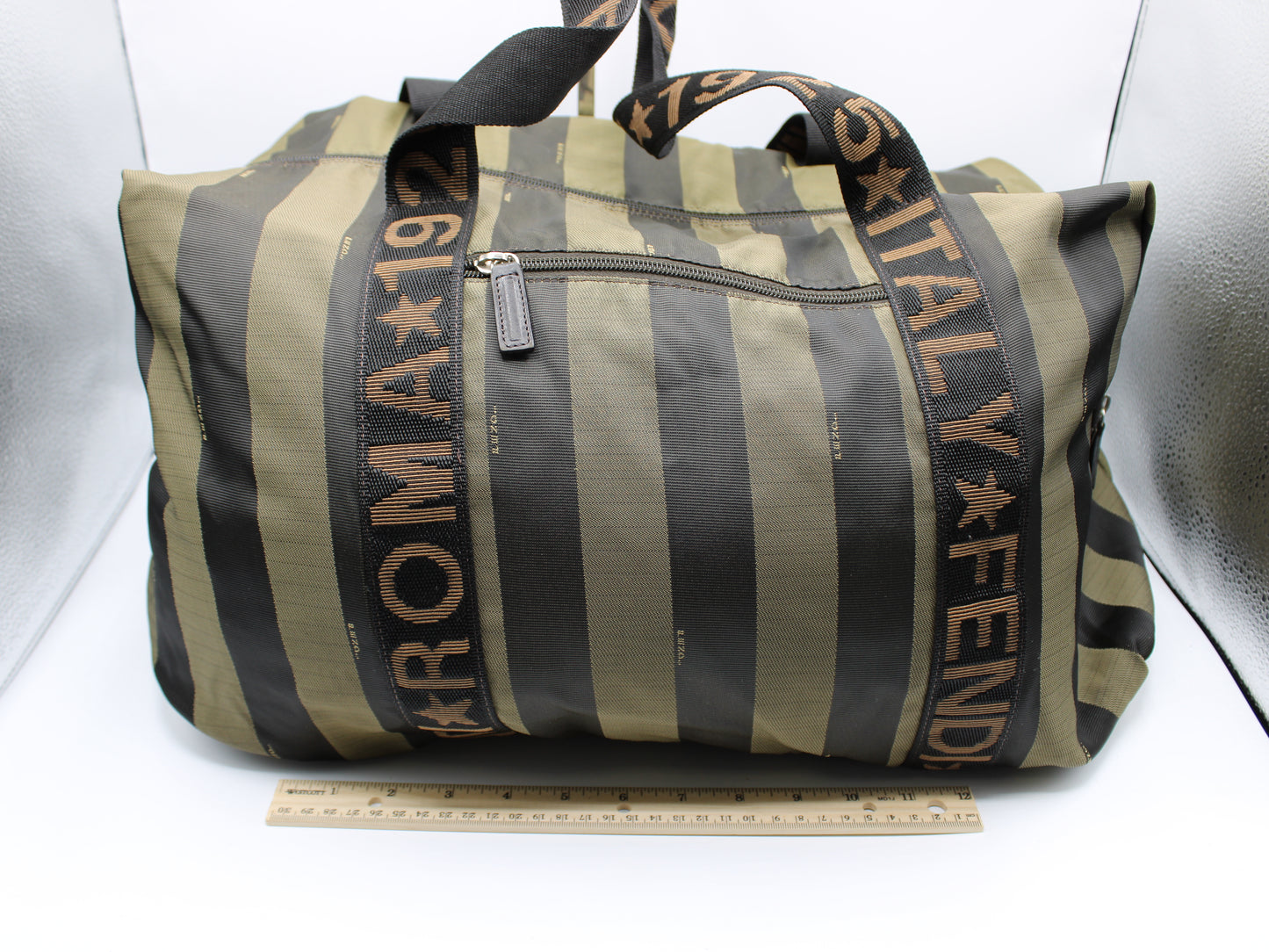 Fendi Travel Duffle Bag ROMA 1925 Pequin Striped Large Vintage