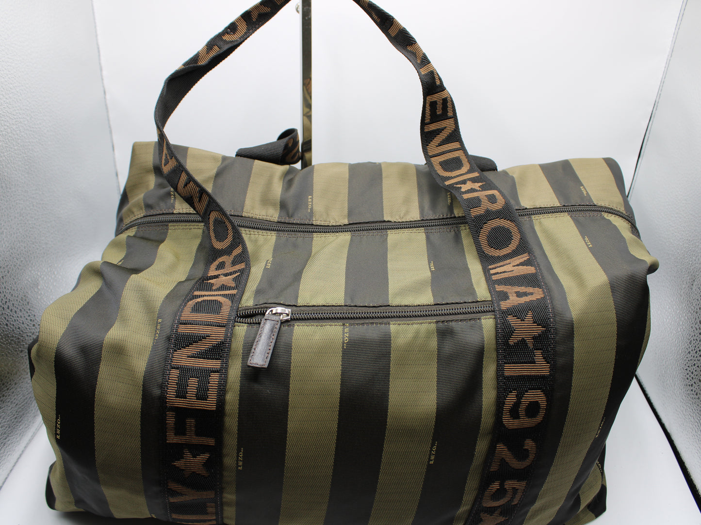 Fendi ROMA 1925 Pequin Striped Travel Duffle Bag Large Vintage top view