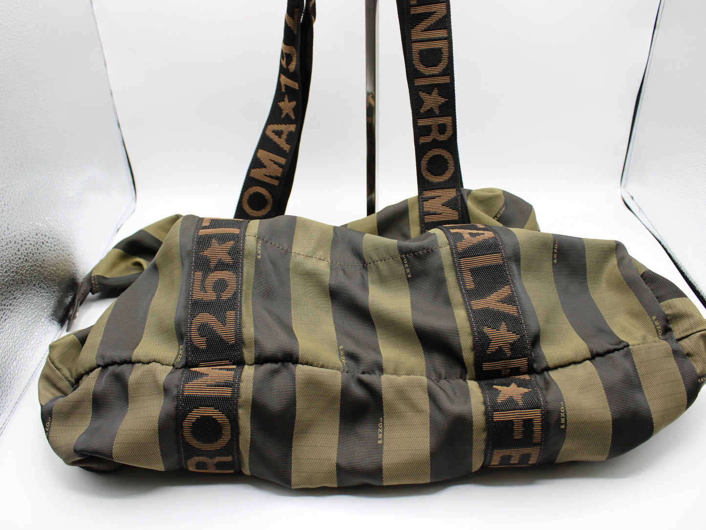 Fendi Travel Duffle Bag ROMA 1925 Pequin Striped Large Vintage