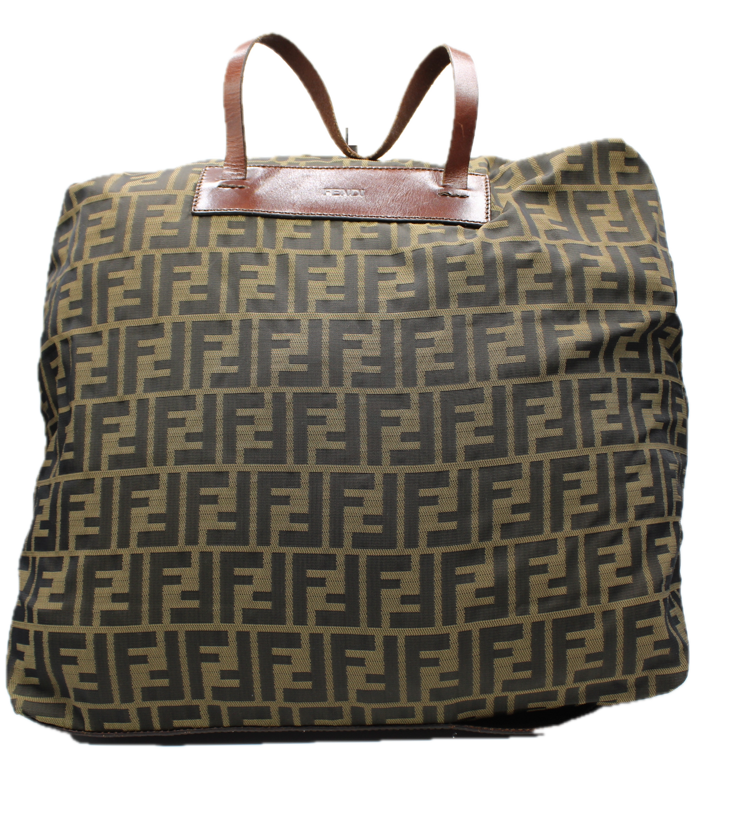 Fendi FF Zucca Patterned Canvas Fold-Over Tote Bag Brown Extra large View
