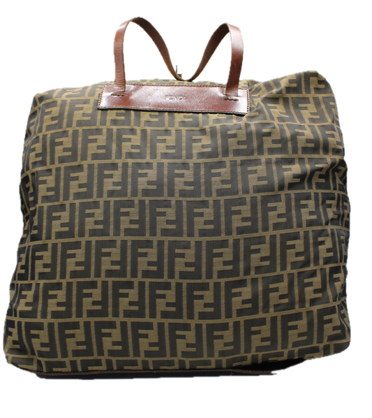 Fendi FF Zucca Patterned Canvas Fold-Over Tote Bag  Brown Extra large View
