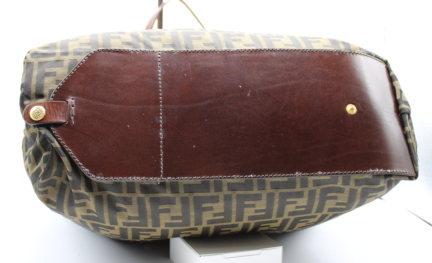 Fendi Bag FF Zucca Patterned Canvas Fold-Over Tote Brown Vintage