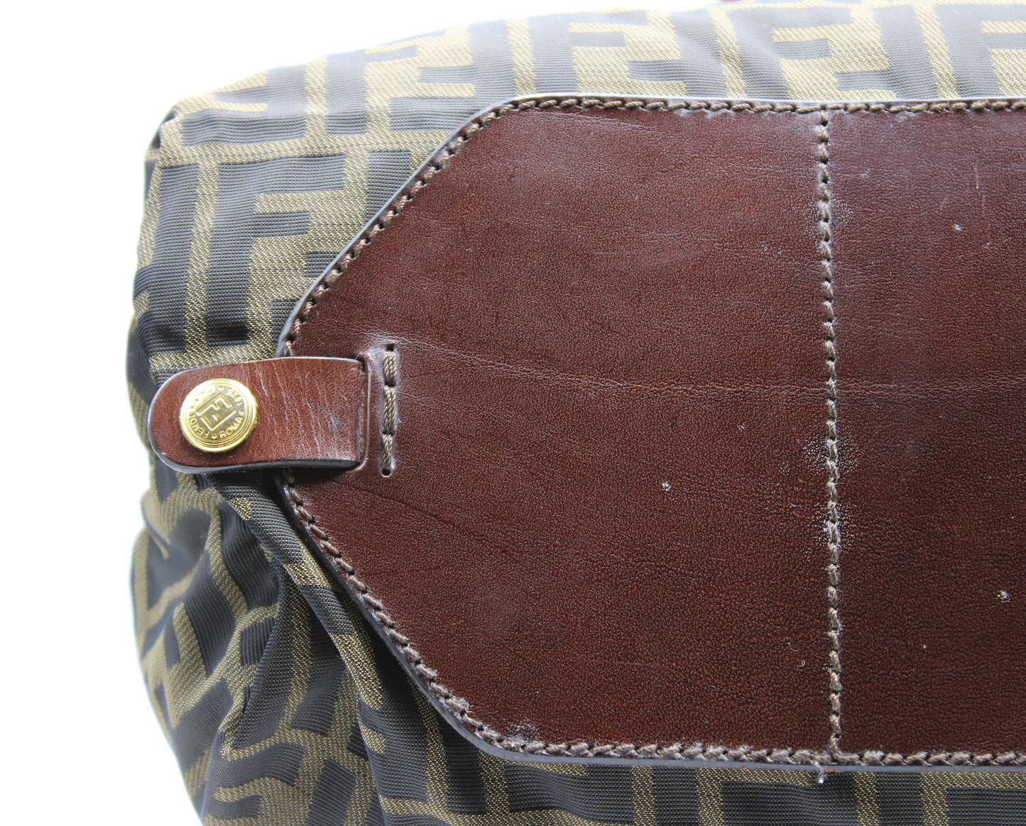 Fendi Bag FF Zucca Patterned Canvas Fold-Over Tote Brown Vintage