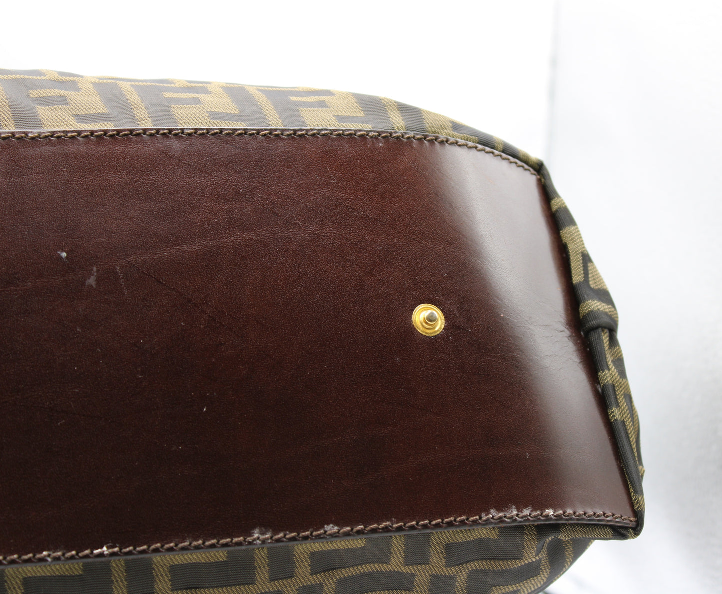 Fendi Bag FF Zucca Patterned Canvas Fold-Over Tote Brown Vintage