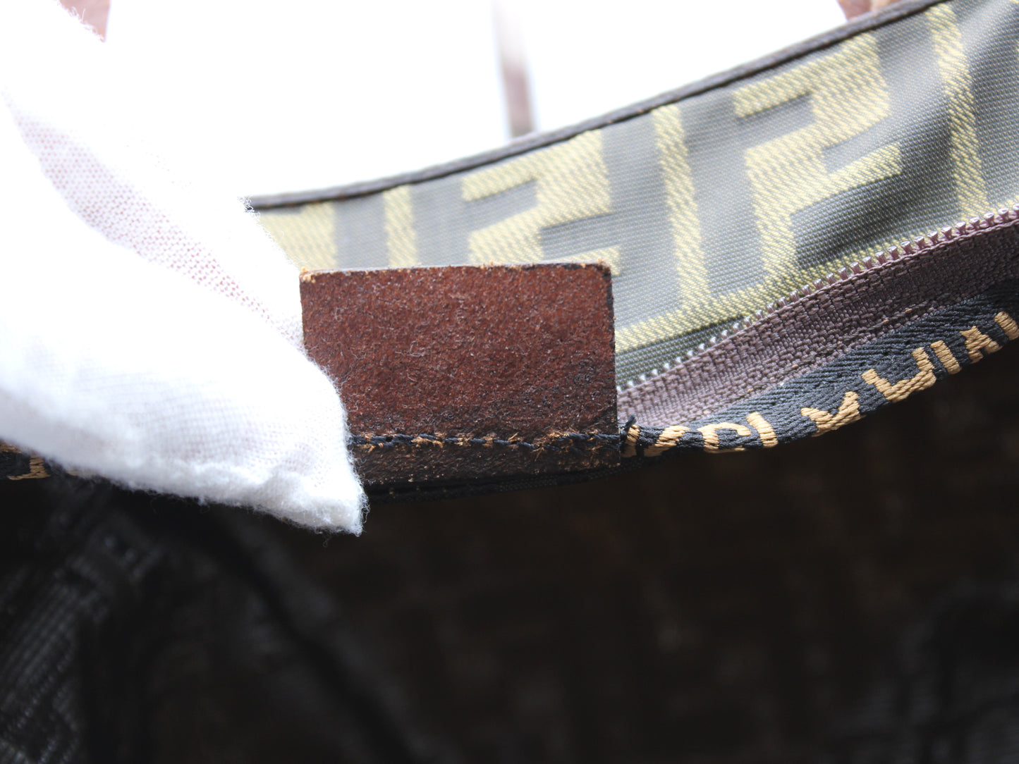 Fendi Bag FF Zucca Patterned Canvas Fold-Over Tote Brown Vintage