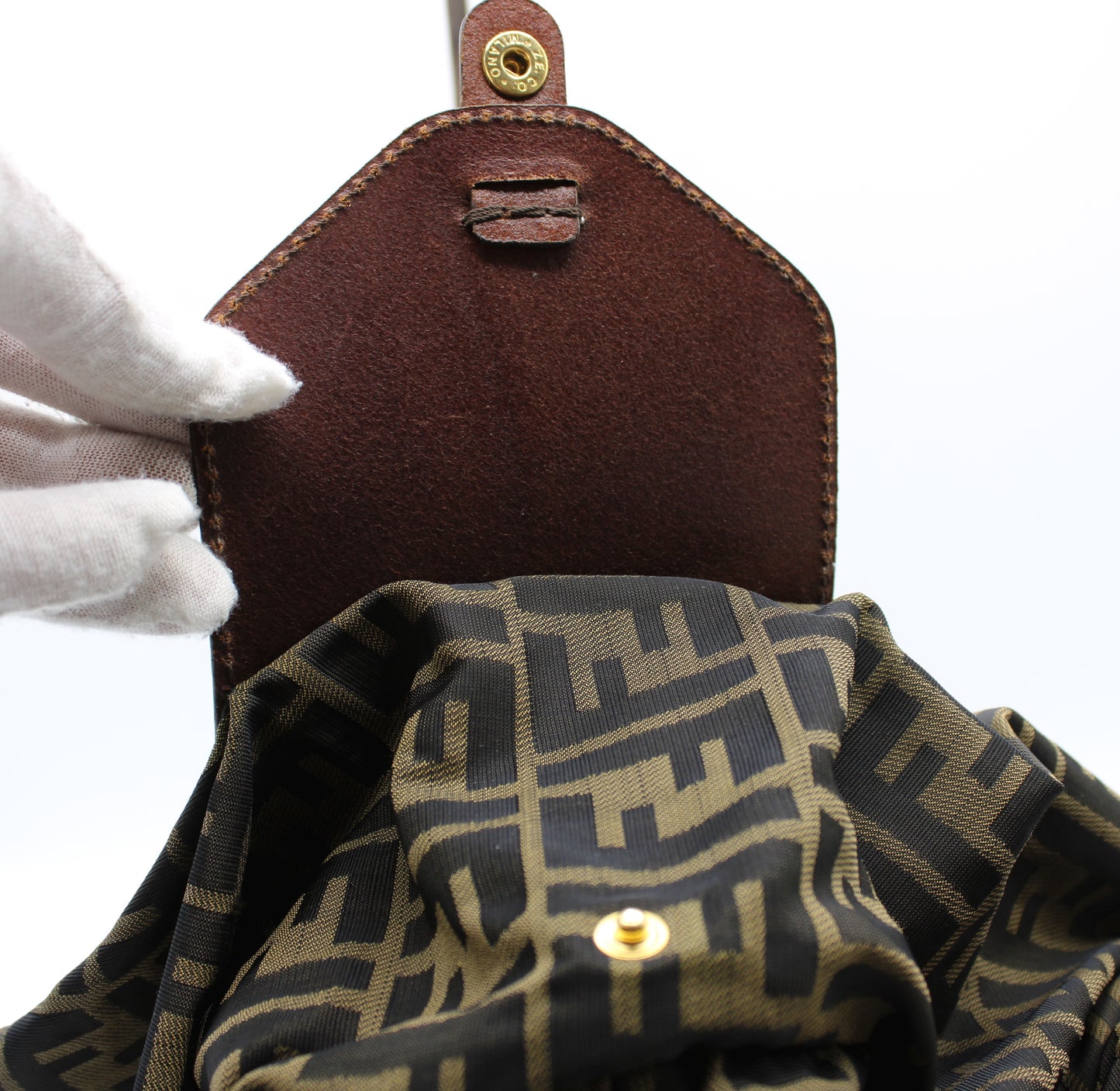 Fendi Bag FF Zucca Patterned Canvas Fold-Over Tote Brown Vintage