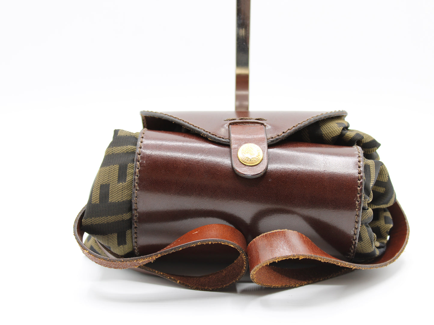 Fendi Bag FF Zucca Patterned Canvas Fold-Over Tote Brown Vintage