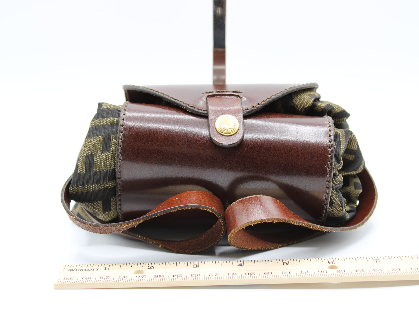 Fendi Bag FF Zucca Patterned Canvas Fold-Over Tote Brown Vintage