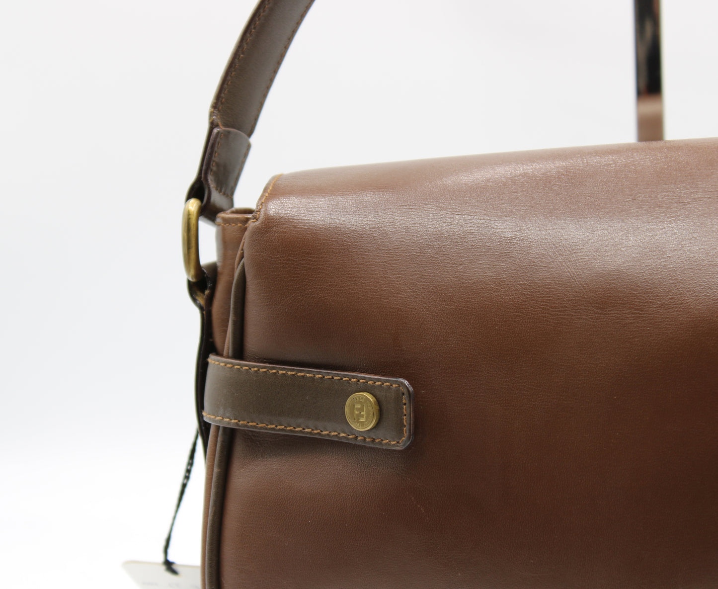 Fendi Brown Leather Crossbody Bag with Iconic FF Logo Vintage