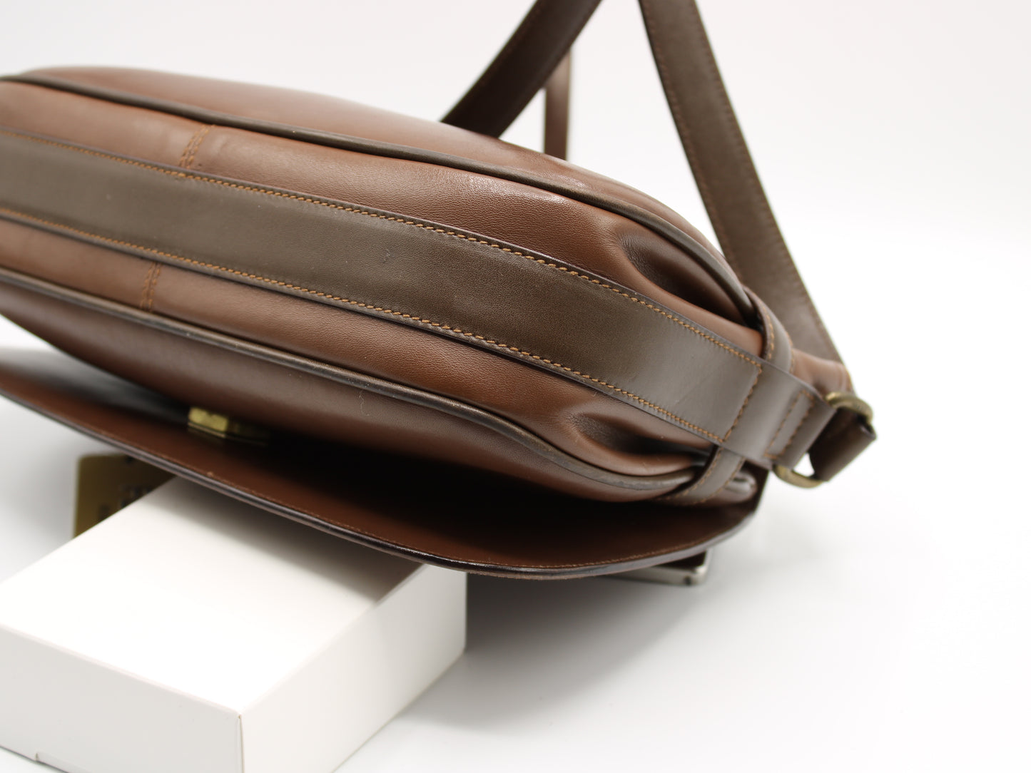 Fendi Brown Leather Crossbody Bag with Iconic FF Logo Vintage