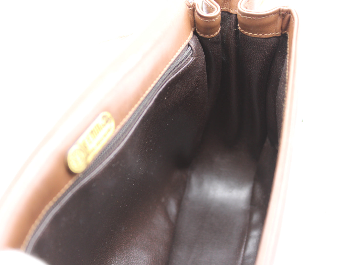 Fendi Brown Leather Crossbody Bag with Iconic FF Logo Vintage