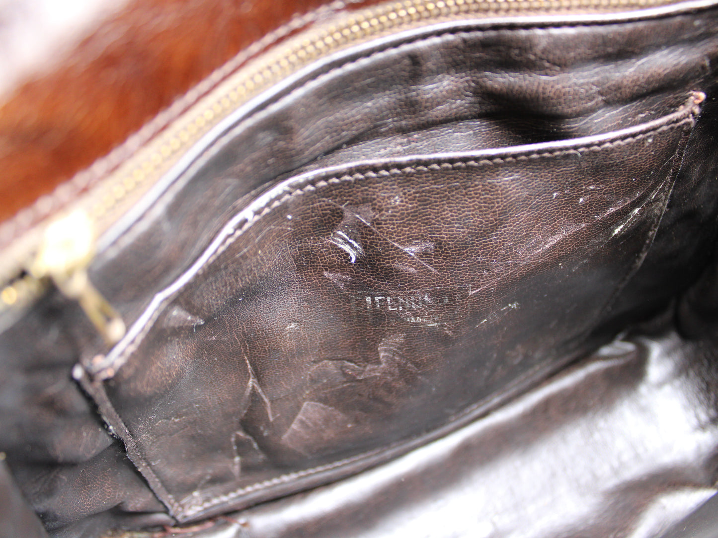 Fendi Bag Double F Brown Cloth Leather Trim Crossbody Vintage