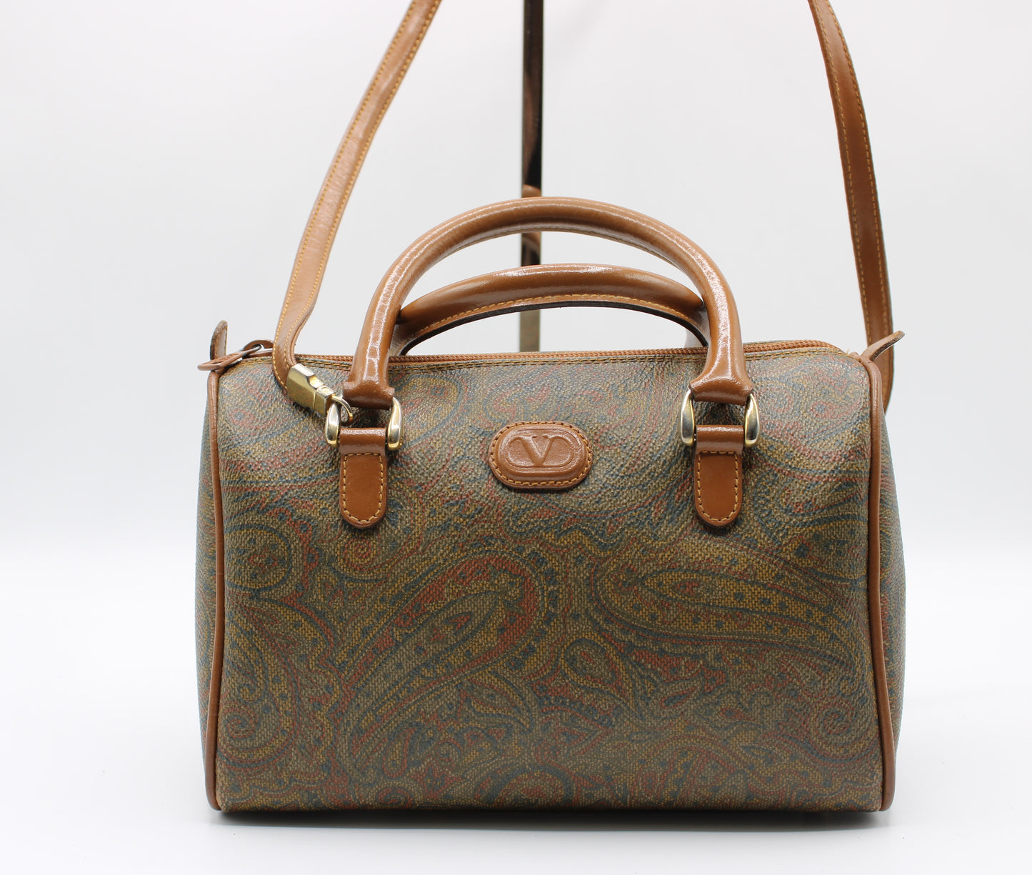 Valentino Garavani Bag Small Boston Paisley Pattern Leather Vintage