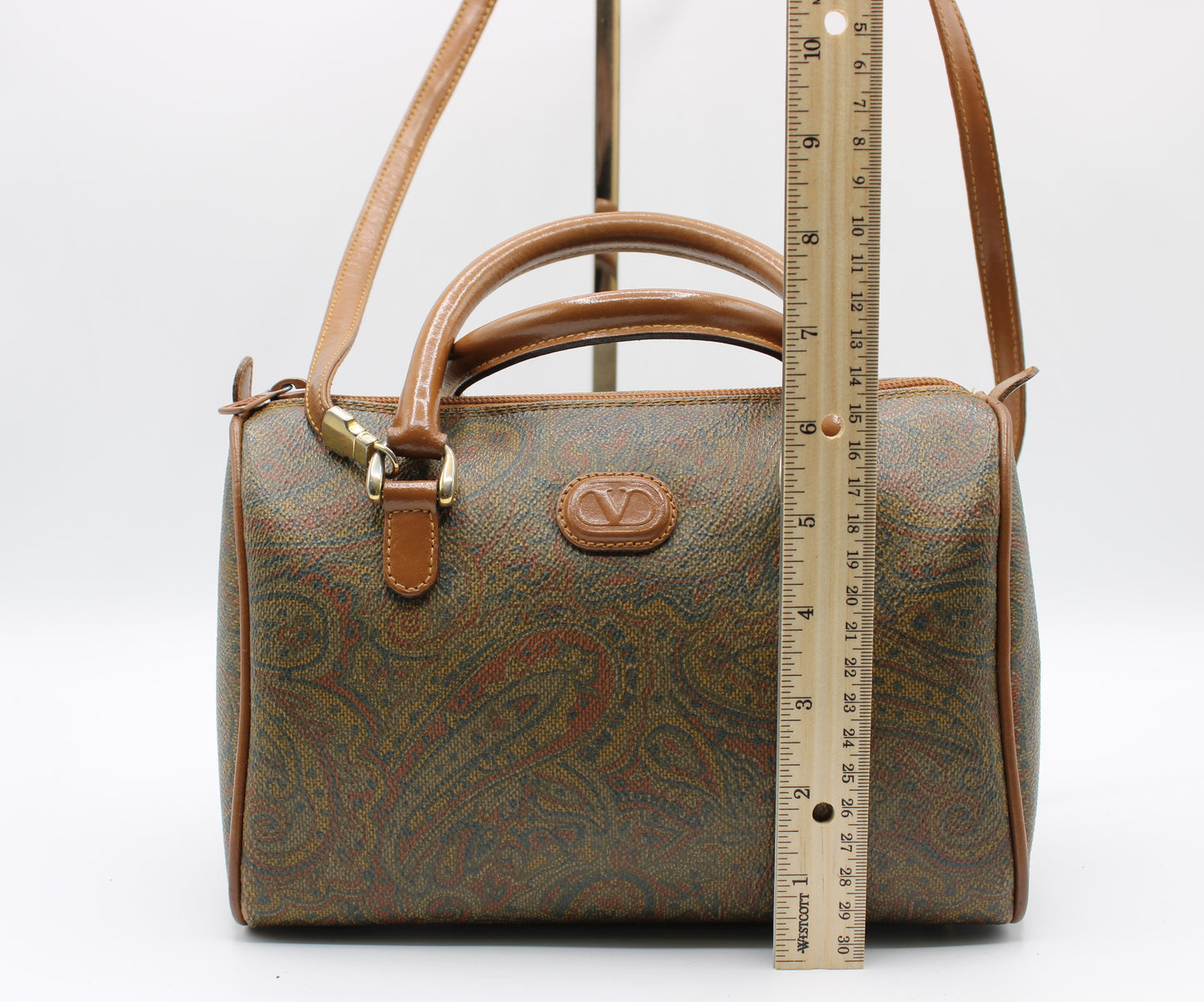 Valentino Garavani Bag Small Boston Paisley Pattern Leather Vintage