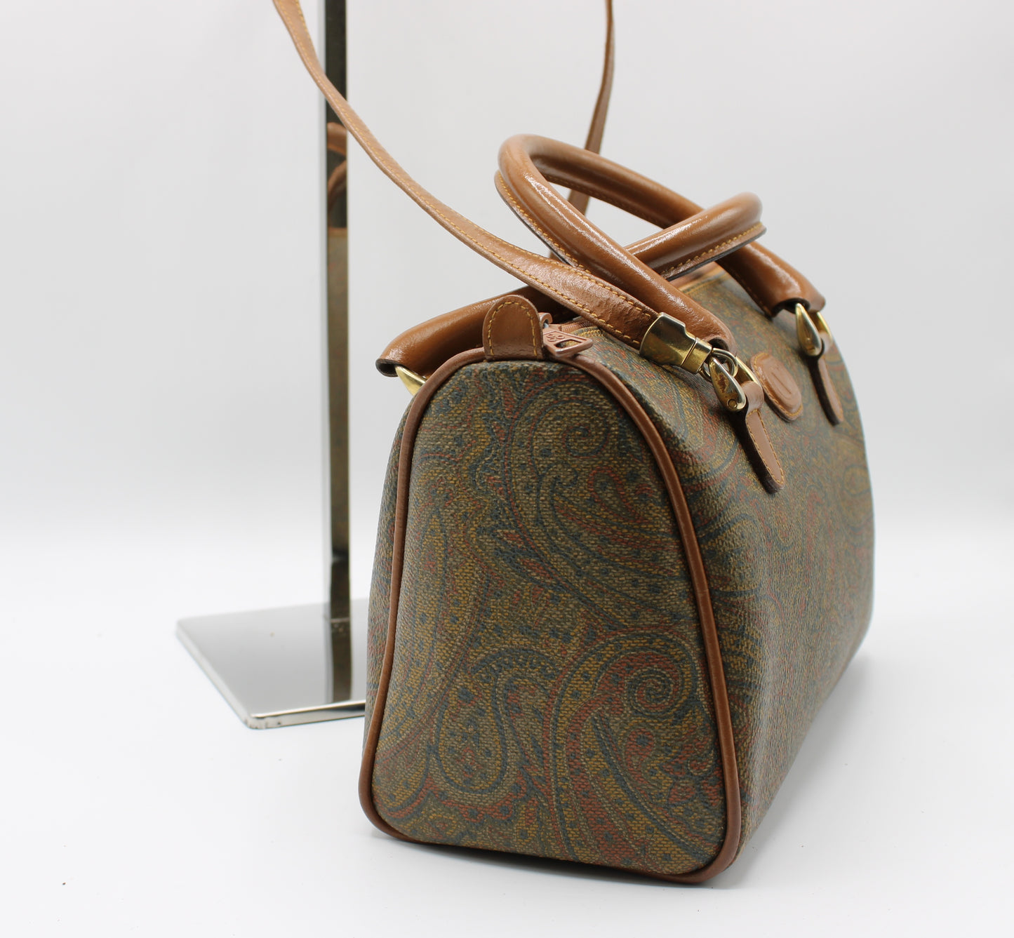 Valentino Garavani Bag Small Boston Paisley Pattern Leather Vintage