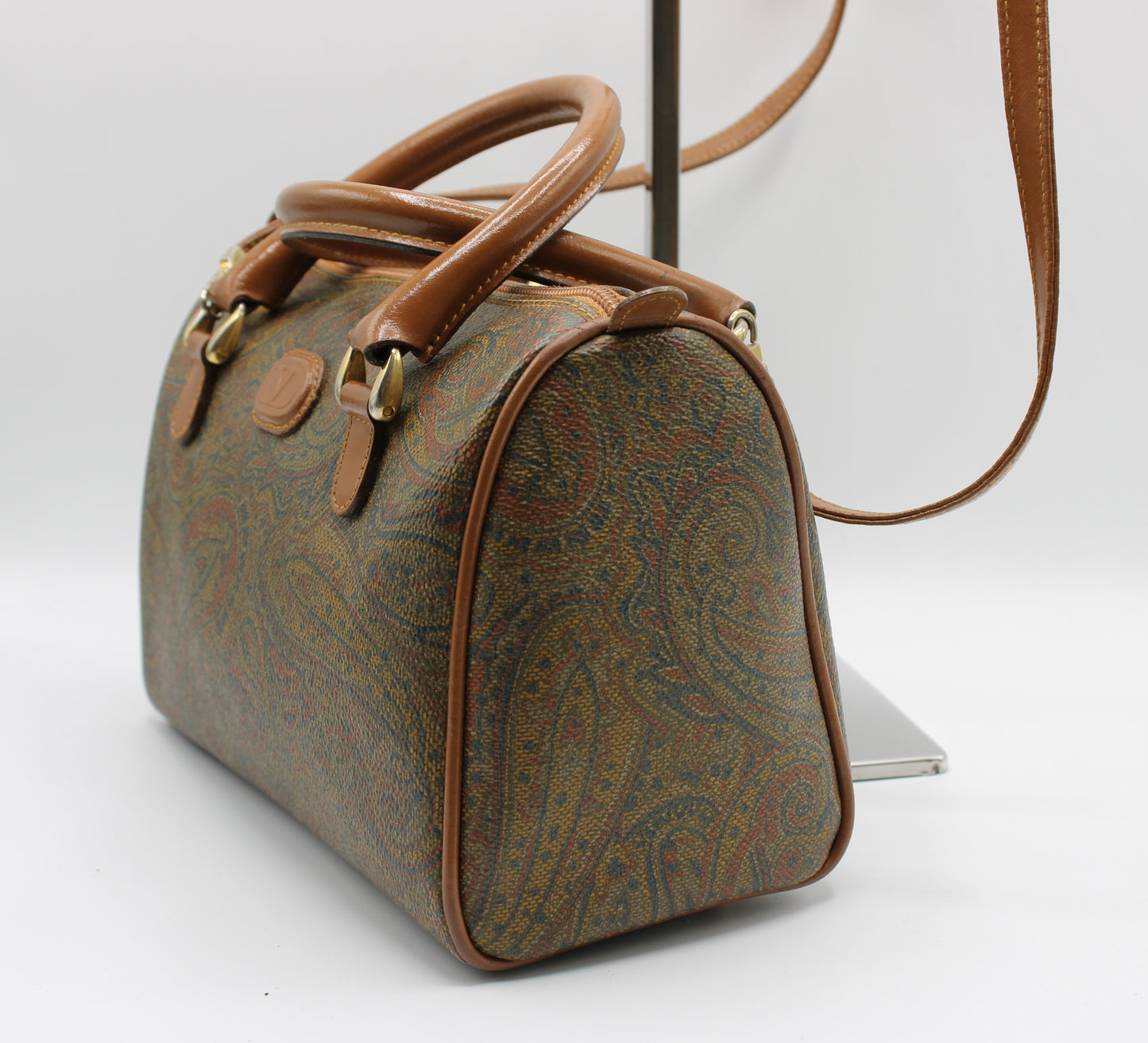 Valentino Garavani Bag Small Boston Paisley Pattern Leather Vintage
