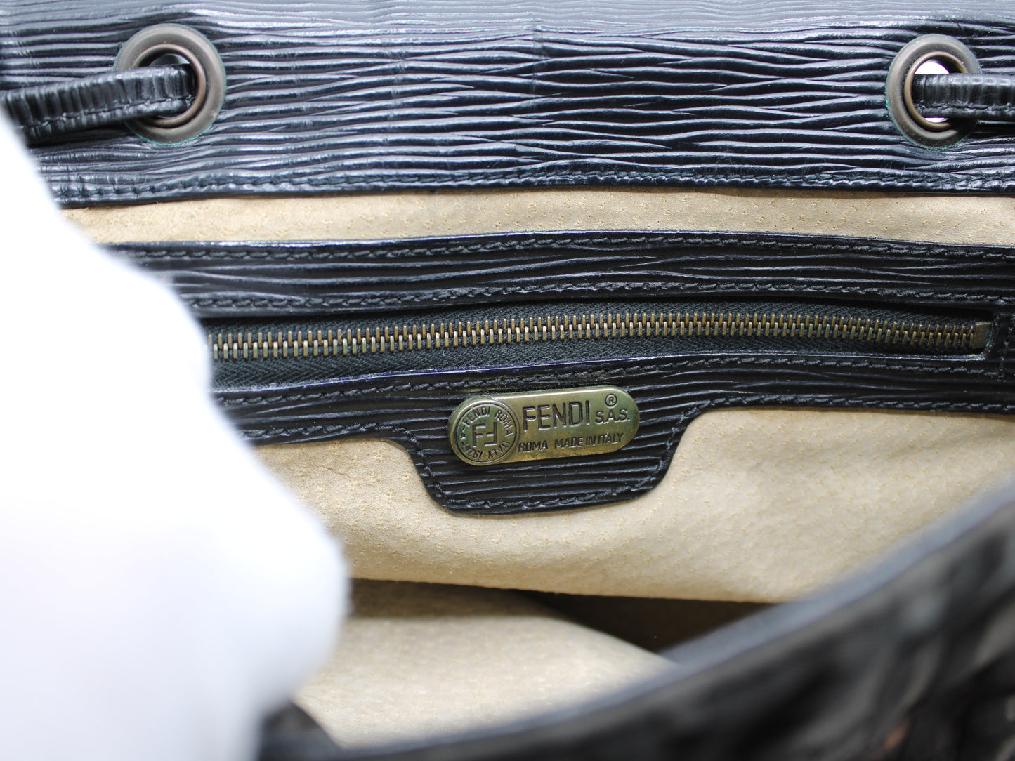 Fendi Brown Zucca Pattern Backpack Leather Flap