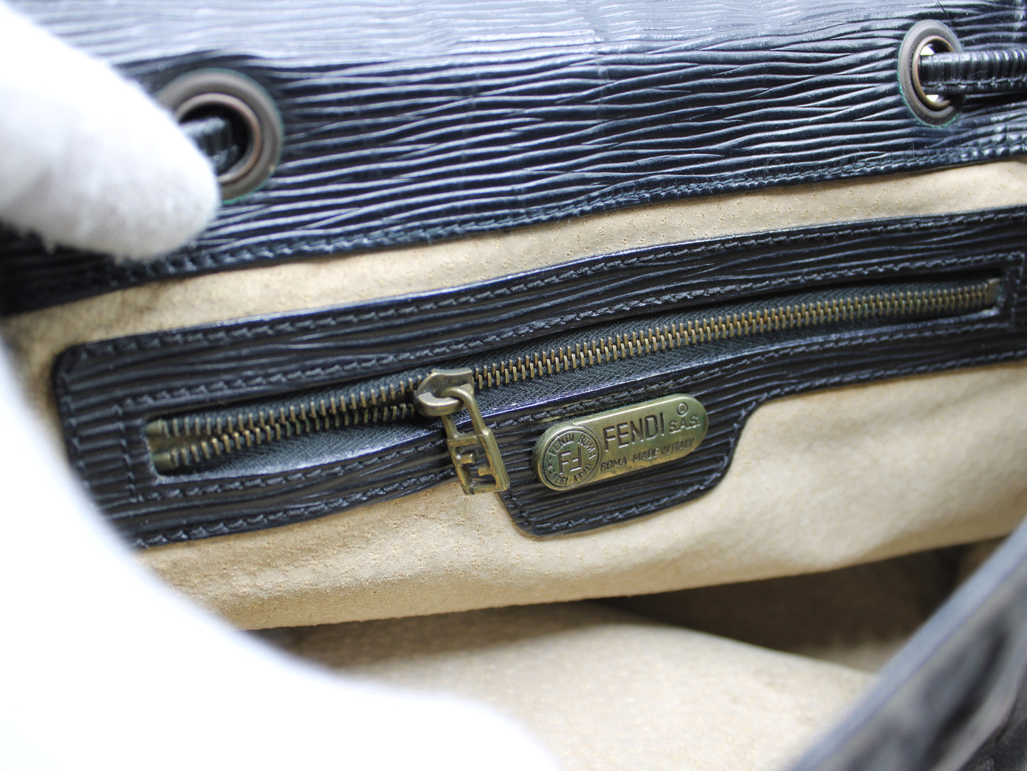 Fendi Brown Zucca Pattern Backpack Leather Flap