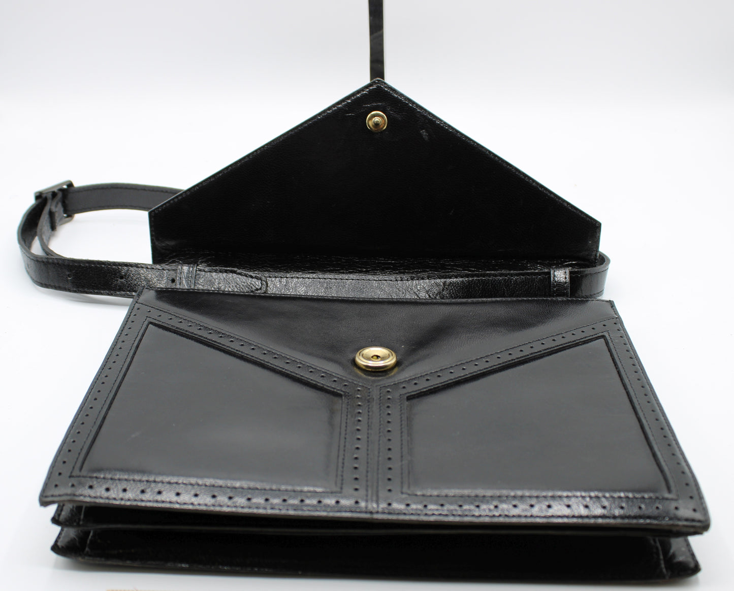 Yves Saint Laurent Bag Black Leather Shoulder Y Pattern Vintage